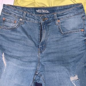 Ripped high rise mom jeans